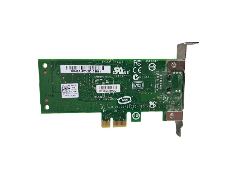 Dell Broadcom 1-Port Gigabit PCIe Network Adapter Card Low Profile 0C71KJ Q
