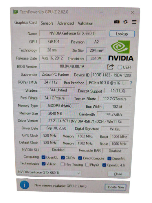 ZOTAC NVIDIA GTX 660Ti 2GB PCIE %