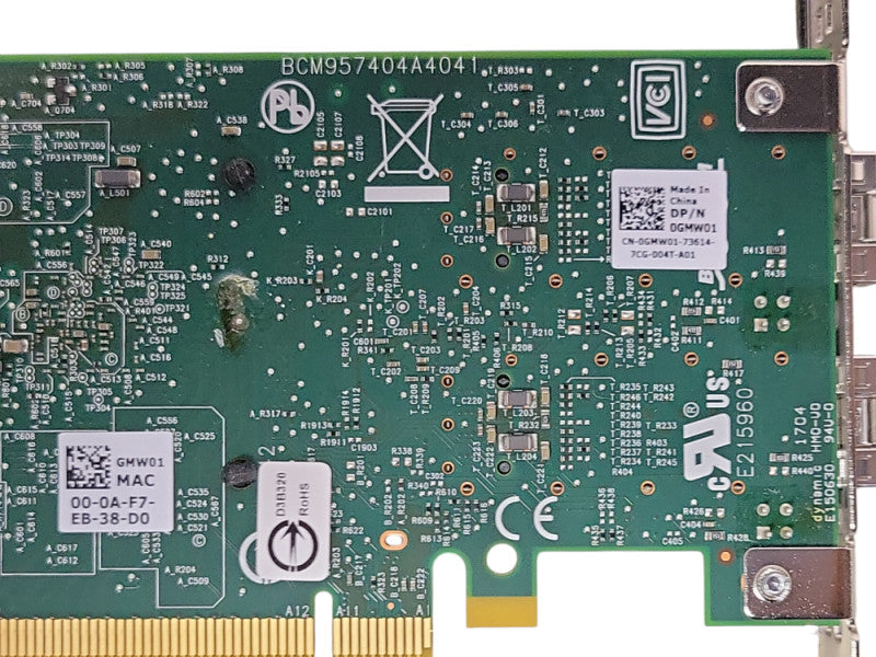 Dell Broadcom BCM9574 Dual-Ports SFP+ 10Gbps Network Card 0GMW01 w/ SFPs _