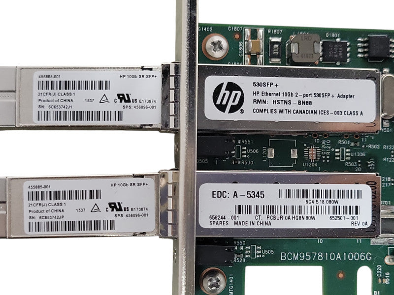 HP Ethernet 10Gb 2-Port 530SFP+ Adapter 656244-001 w/ SFPs _