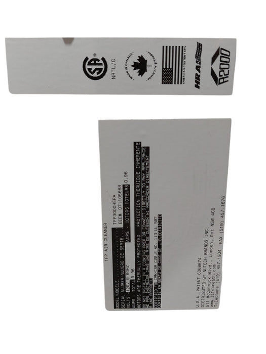 Life Breath TFP Air Cleaner Model: TFP3000HEPA  =