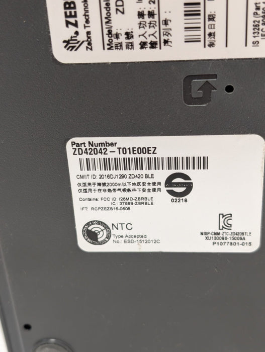 Zebra ZD420 ZD42042-T01E00EZ Direct Thermal Barcode Label Printer -