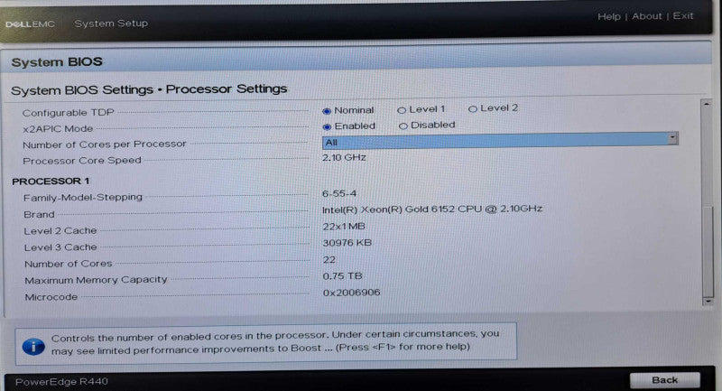Dell R440 1U 8x 2.5" Server | 1x Xeon Gold 6152 @2.10GHz, 32GB DDR4, H740P