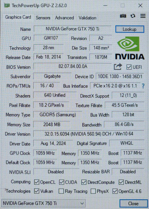 Custom PC/Gigabyte H81M-S2PV, i5-4590S, 16GB DDR3, 512GB SSD, GTX750Ti