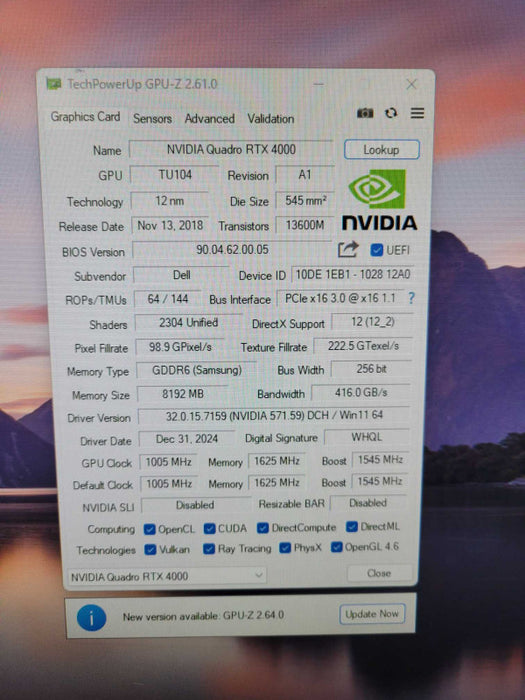 NVIDIA Quadro RTX 4000 8GB GDDR6 Graphics Card | 3x DP 1x USB-C !