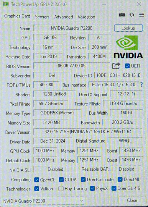 Nvidia Quadro P2200 5GB GDDR5X Graphics Card, 4x DP