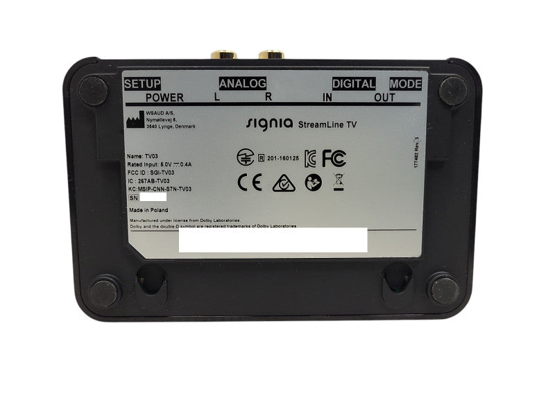 SIGNIA STREAMLINE TV ADAPTER DIGITAL DOLBY TV03 No AC Q$