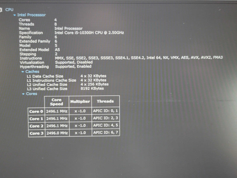 Acer Nitro 5 i5 10300H 16GB DDR4 GTX 1650 256GB SSD READ β Lap200