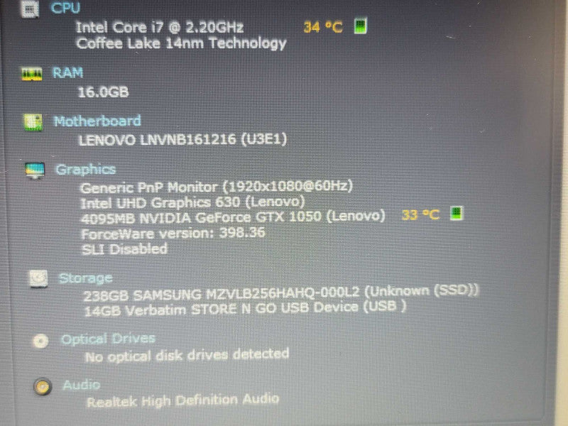 Lenovo IdeaPad 330-15ICH i7-8750H 16GB DDR4 GTX 1050 256GB SSD β Lap200