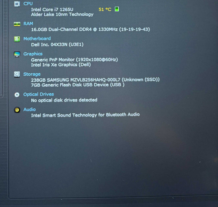 Dell Latitude 5430 i7-1265U@1.8GHz 16GB RAM 256GB SSD No Power Adapter READ  Lap200