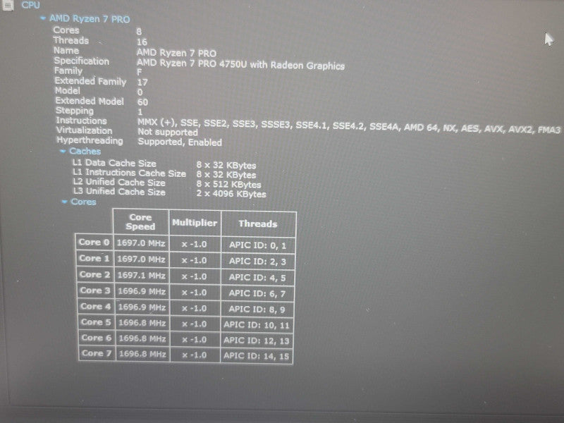 Lenovo ThinkPad P14s Ryzen 7 4750U 16GB DDR4 256GB SSD  β Lap200