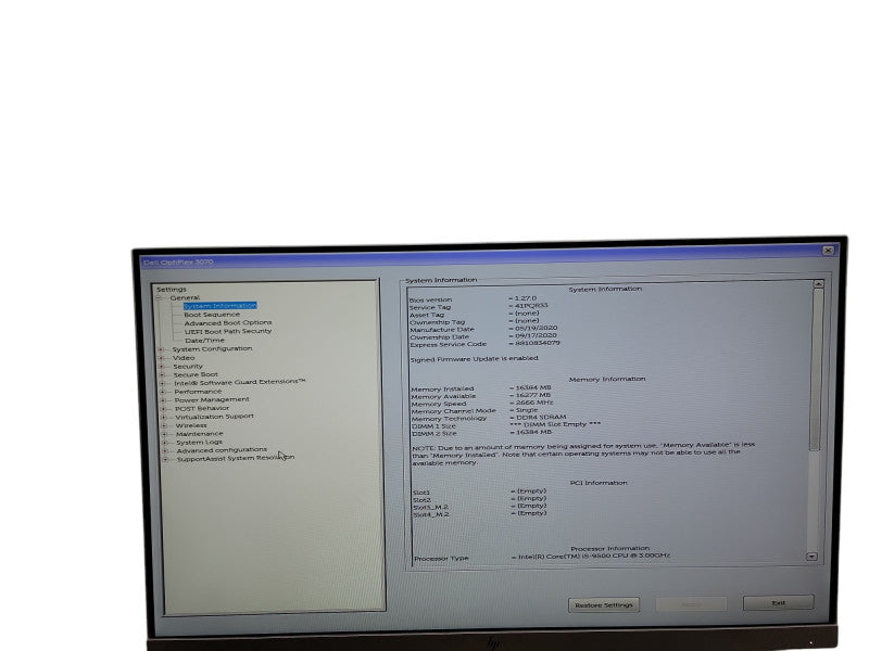 Dell OptiPlex 3070 SFF i5 - 9500 @ 3.00GHz 16GB DDR4 Ram  Qθ
