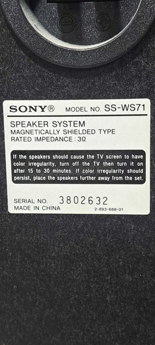 Sony 4 Piece Speaker Set SS-WS71, 2x SSTS72, SS-CT71