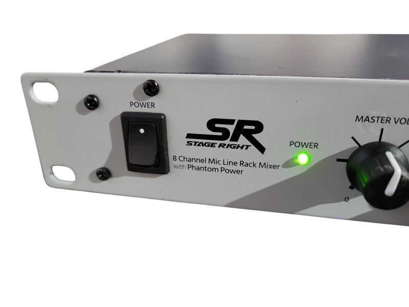 Stage Right SR 615108 8-CHANNEL MIC LINE RACK MIXER WITH PHANTOM POWER !