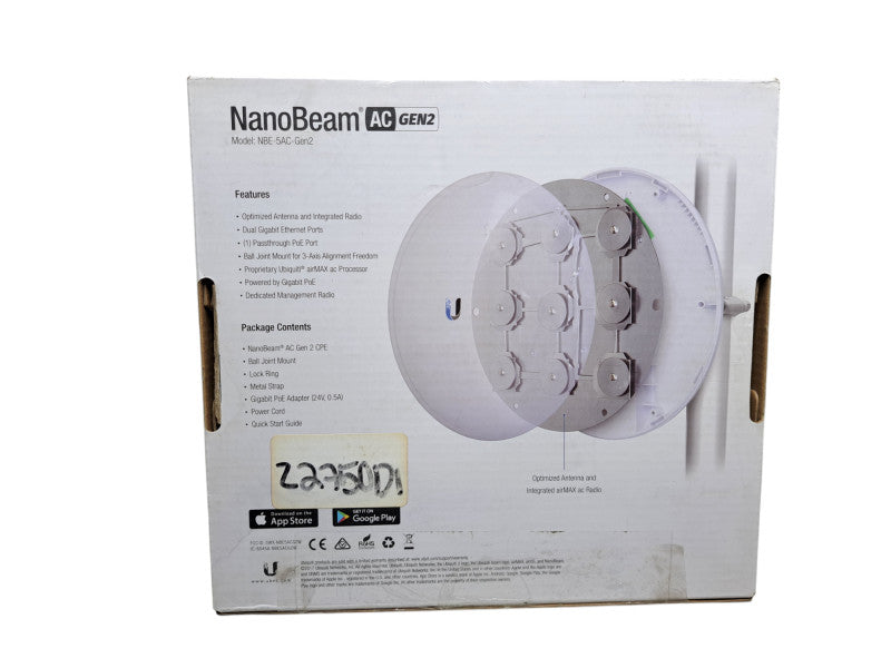 UBIQUITI NanoBeam AC Gen2 - CPE w/ Management Radio - NBE-5AC-Gen2