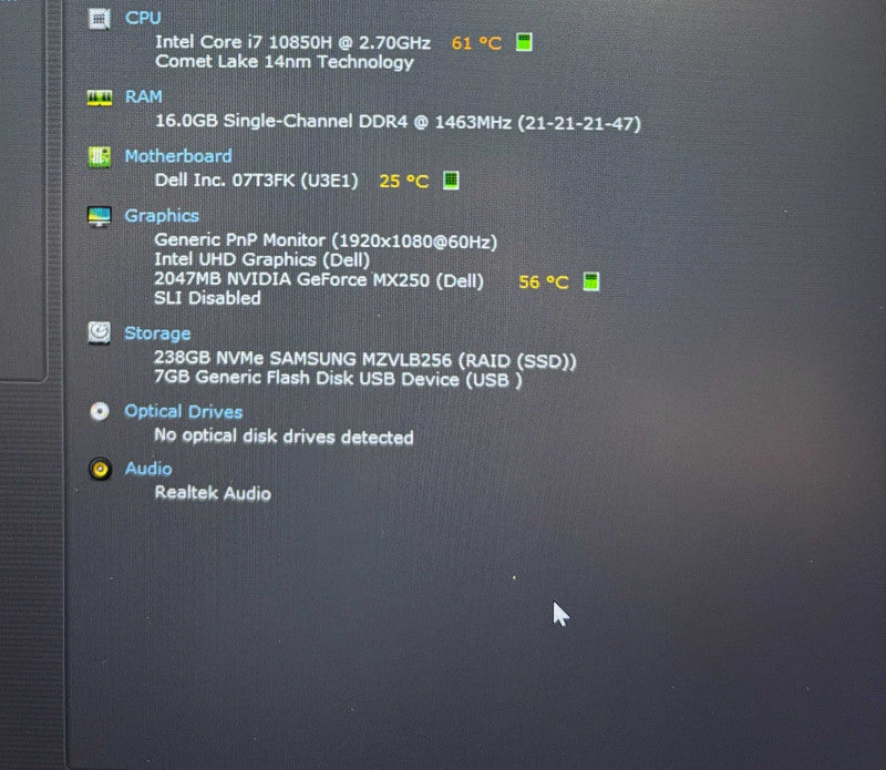 Dell Latitude 5411  i7-10850H@2.7GHz GeForce MX250 2GB GPU 16GB RAM 256SSD  Lap200