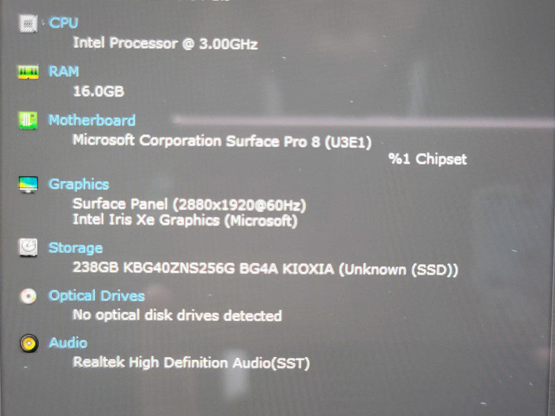 Microsoft Surface Pro 8 1983 i7 1185G7 16GB RAM 256GB SSD FOR PARTS/REPAIR  β Lap200