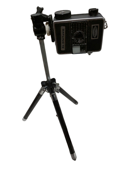 Vintage Standard Camera Gatling 72 Ricoh F:2.8-F=25mm Lens & Tri-Pod Stand  =
