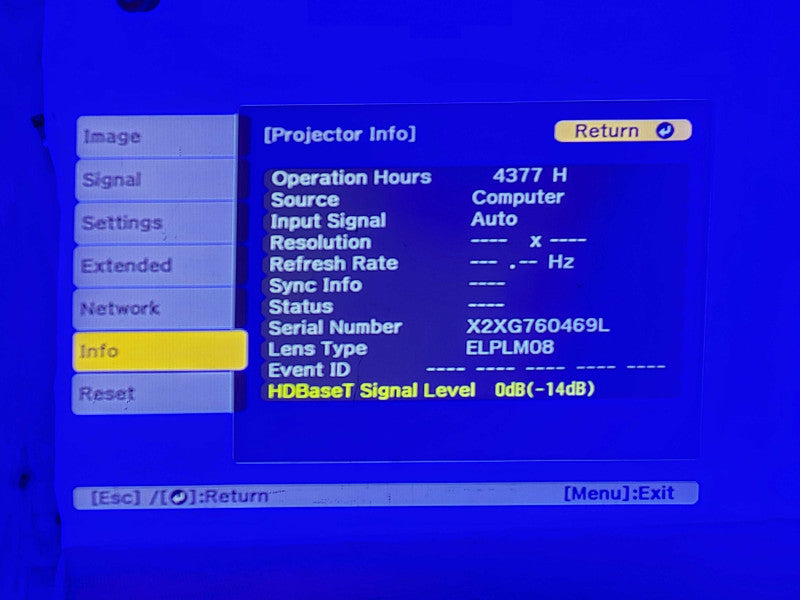 Epson Pro L1100U Full HD 1080P 6000 Lumens LCD Projector H735A No Remote $