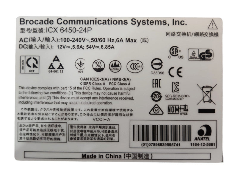 Brocade ICX 6450-24P PoE+ Gigabit Ethernet 4x1/10GbE SFP
