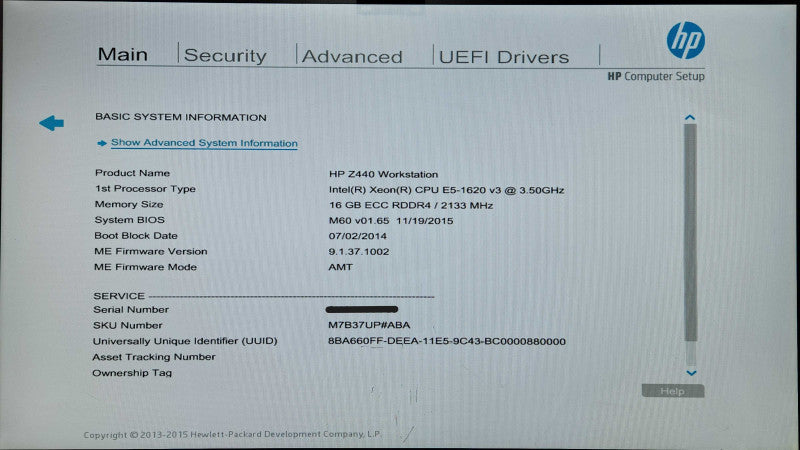 HP Z440 Workstation, Xeon E5-1620 v3 3.50GHz, 16GB DDR4, K4000, No HDD