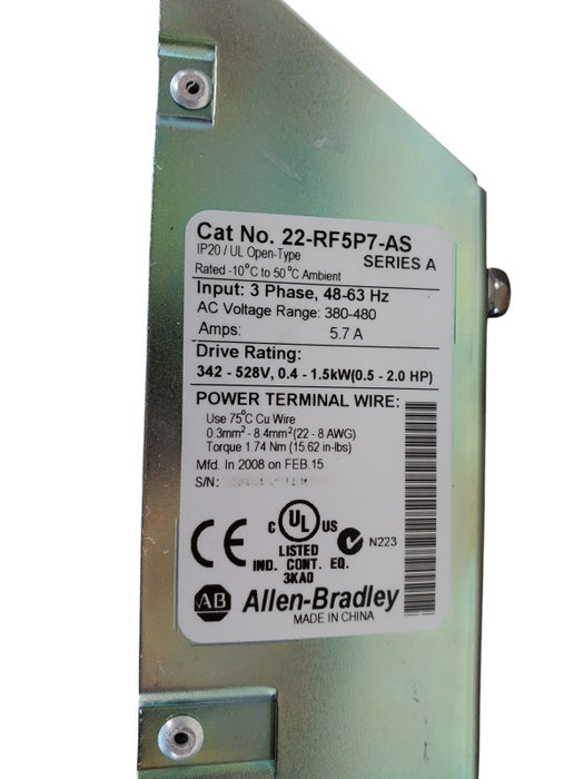 Allen-Bradley 22-RF5P7-AS Line Filter *READ*