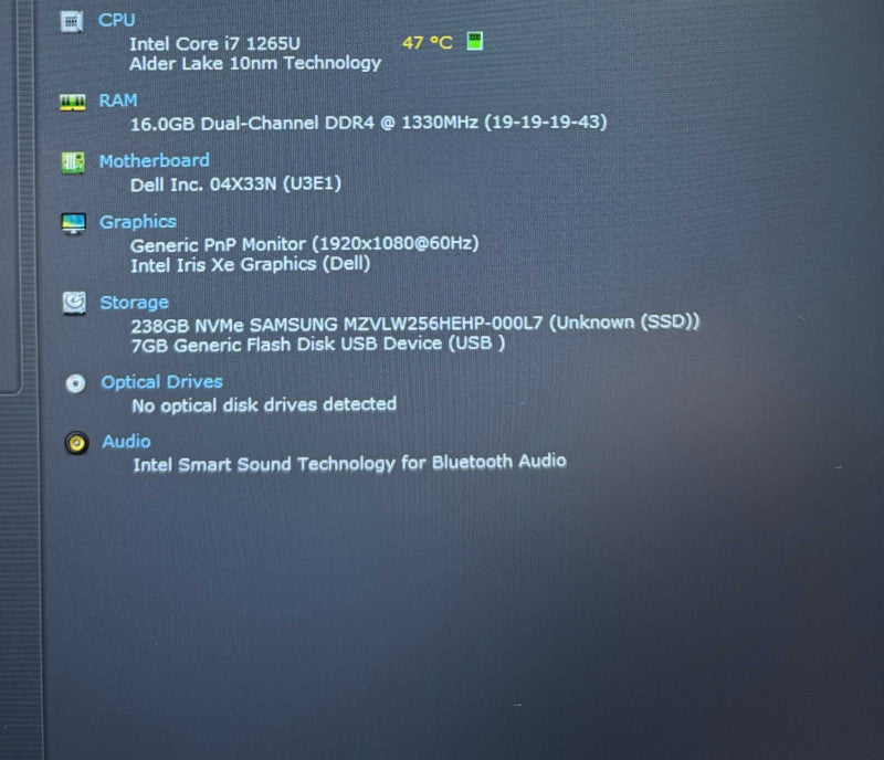 Dell Latitude 5430 i7-1265U@1.8GHz 16GB RAM 256GB SSD No Power Adapter  Lap200