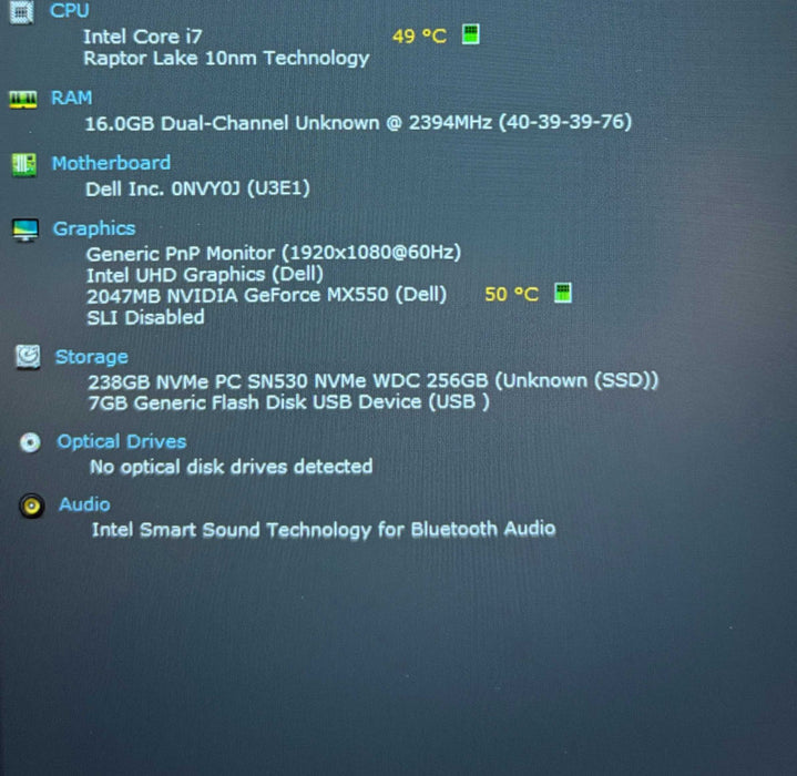 Dell Latitude 5440 i7-1370P GeForce MX550 16GB RAM 256SSD No Power Adapter   Lap200