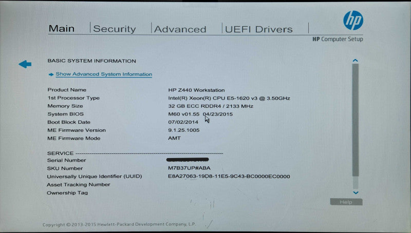 HP Z440 Workstation, Xeon E5-1620 v3 3.50GHz, 32GB DDR4, K4000, 2x 1TB SSD