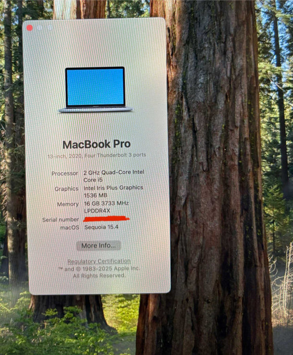 Apple MacBook Pro 13" 2020 i5-1038NG7 16GB 512SSD No Power Adapter