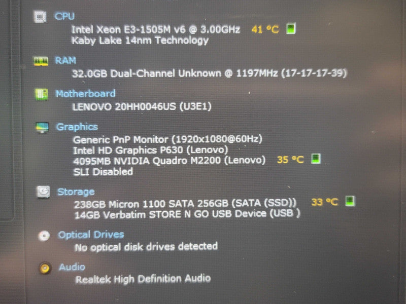 Lenovo ThinkPad P51 Xeon-1505M 32GB DDR4 Quadro M2200 256GB SSD  β Lap200