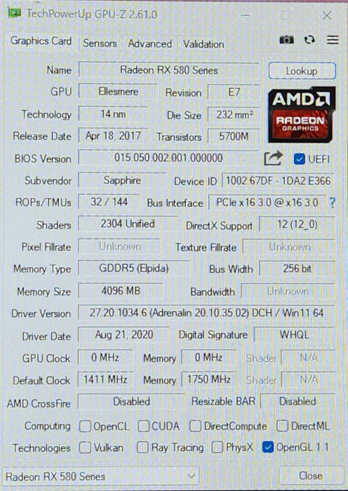 SAPPHIRE Nitro + Radeon RX 580 4GB GDDR5 Graphics Card