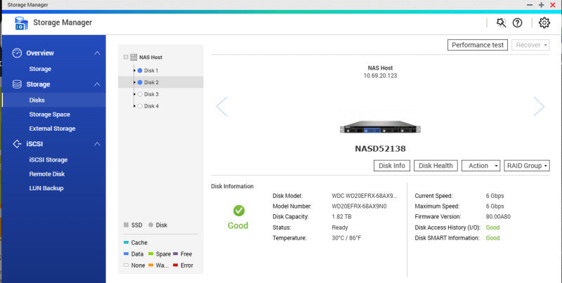 QNAP TS-469U-RP 1U 4 Bay NAS, 2x 2TB HDDs $