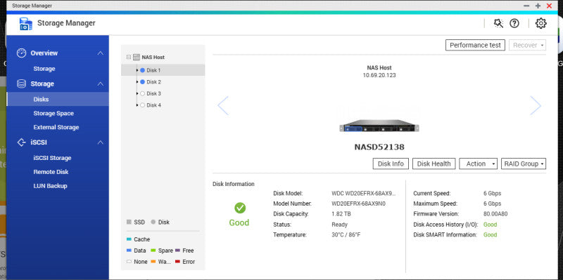 QNAP TS-469U-RP 1U 4 Bay NAS, 2x 2TB HDDs $