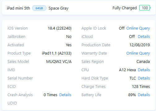 Apple iPad Mini 5th Gen - 64GB - Space Gray [A2133 | Read] (