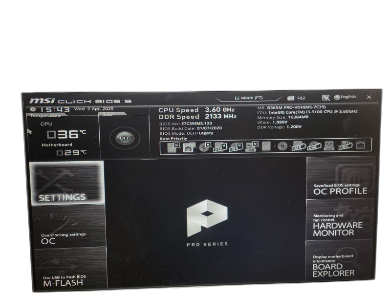 Custom  PC MSI MS - 7C39  i3 - 9100 @ 3.60GHz 16GB DDR4 Ram  θ