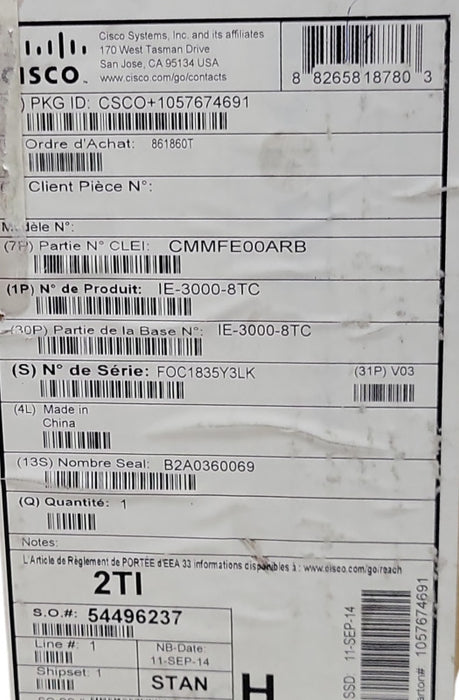 Open-Box Cisco IE-3000-8TC 8-Port Industrial Ethernet Switch _