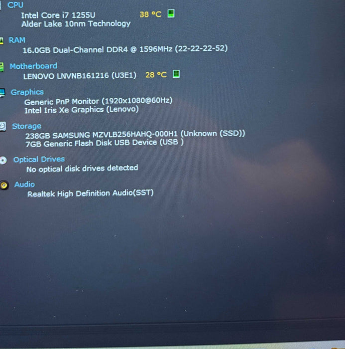Lenovo ThinkBook 14 G4 IAP i7-1255U@1.7GHz 16GB RAM 256GB SSD READ!  Lap200