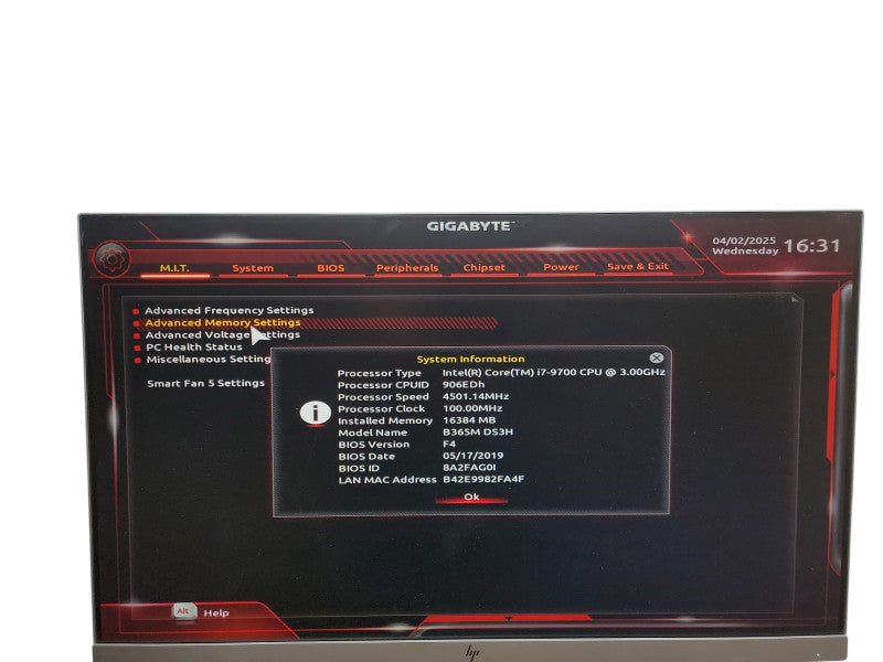 Custom PC B365M DS3H  i7 - 9700 @ 3.00GHz 16GB DDR4 Ram  θ