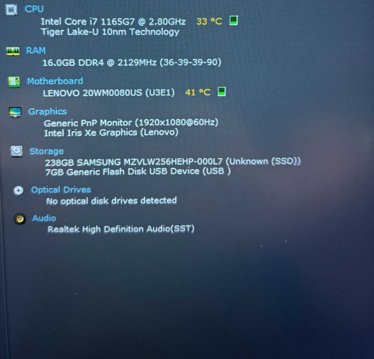 Lenovo ThinkPad T14s Gen 2 Aluminum Chassis i7-1165G7 16GB RAM 256GB READ  Lap200