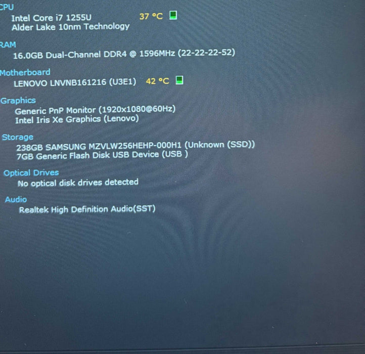Lenovo ThinkBook 14 G4 Core i7-1255U@1.7GHz 16GB RAM 256GB SSD READ  Lap200