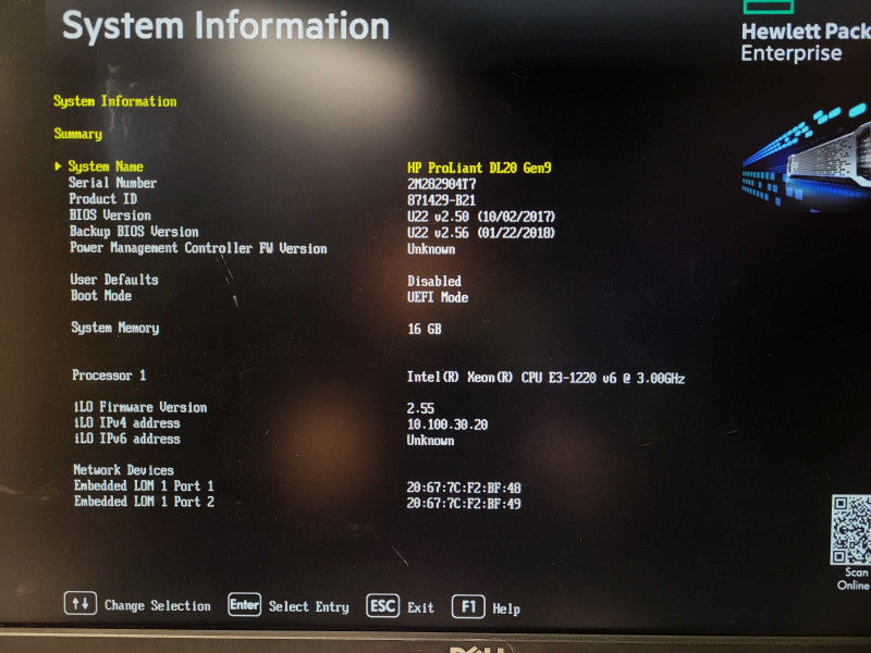 HP DL20 Gen9 3.5" Xeon E3-1220 v6 3GHz 16GB RAM B140i 1x PSU Q$