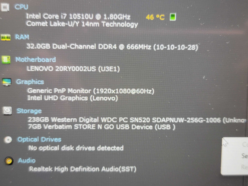 Lenovo ThinkPad T490 i7-10510U 32GB DDR4 256GB SSD  β Lap200