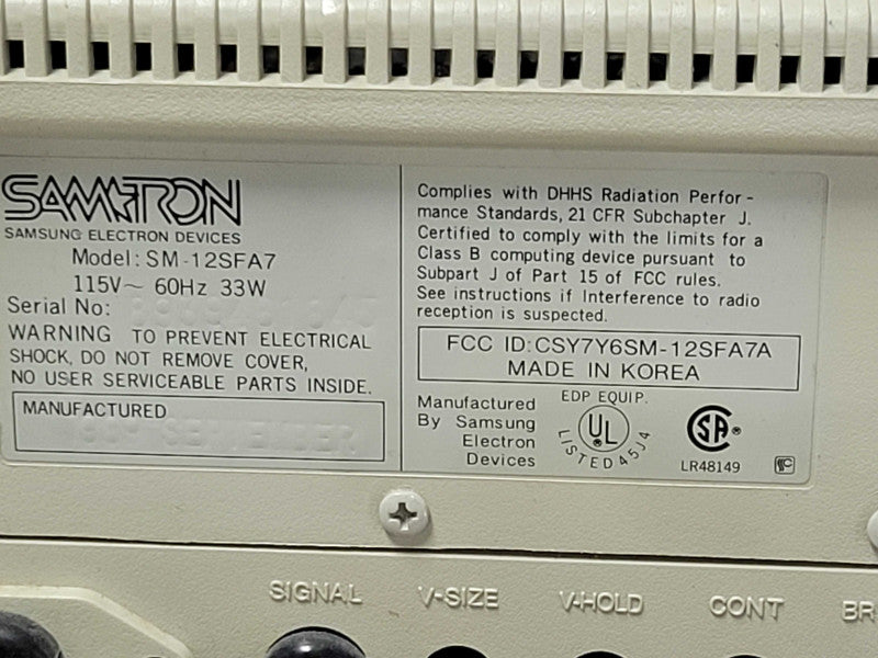 Samtron, SM-12SFA7 Vintage 12" Computer Monitor, READ _
