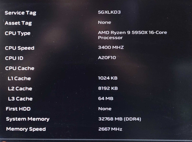 Alienware Aurora R10 Ryzen 9 5950x RTX 3080 32GB DDR4 no HDD/OS