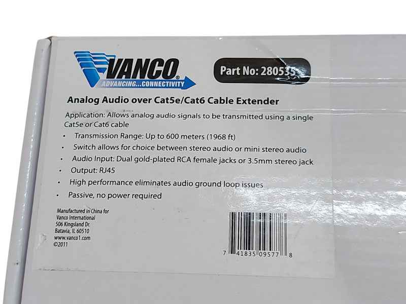 Vanco 280535 Analog Audio Over Cat5e/Cat6 Cable Extender