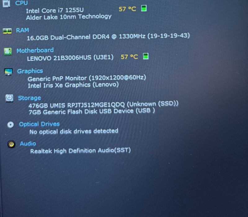 Lenovo ThinkPad L13 Gen 3 i7-1255U@1.7GHz 16GB RAM 256GB SSD  Lap200