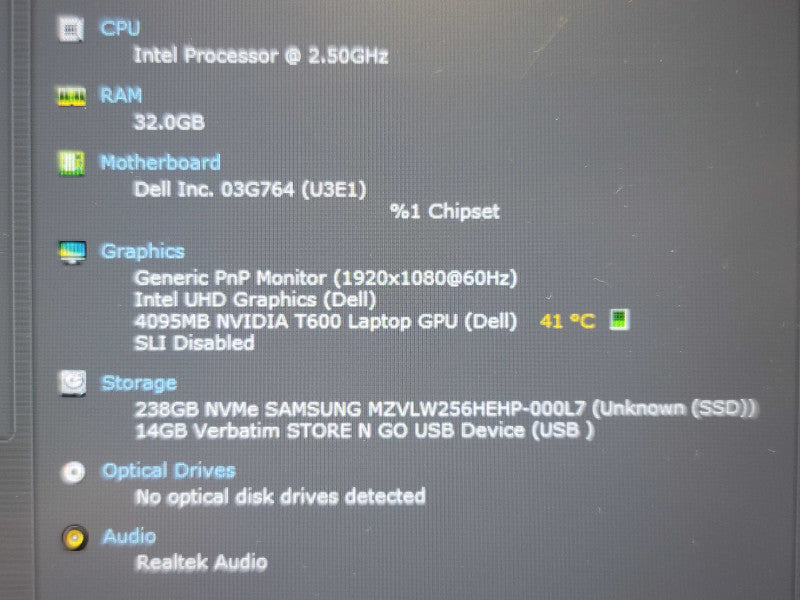 Dell Precision 3561 32GB DDR4 T600 256GB SSD  β Lap200