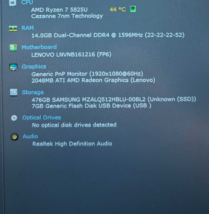 Lenovo ThinkBook 14 G4 AMD Ryzen 7-5825U Radeon GPU 16GB RAM 256GB SSD  Lap200