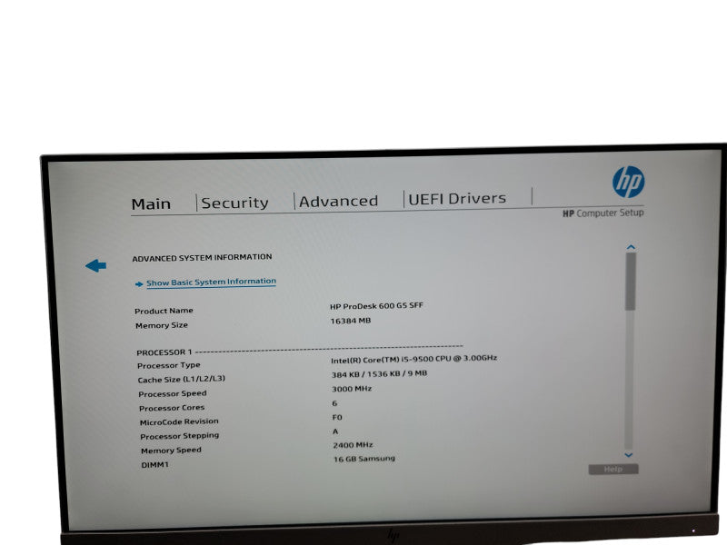 HP ProDesk 600 G5 SFF i5 - 9500 @3.00GHz 16GB DDR4 Ram Qθ